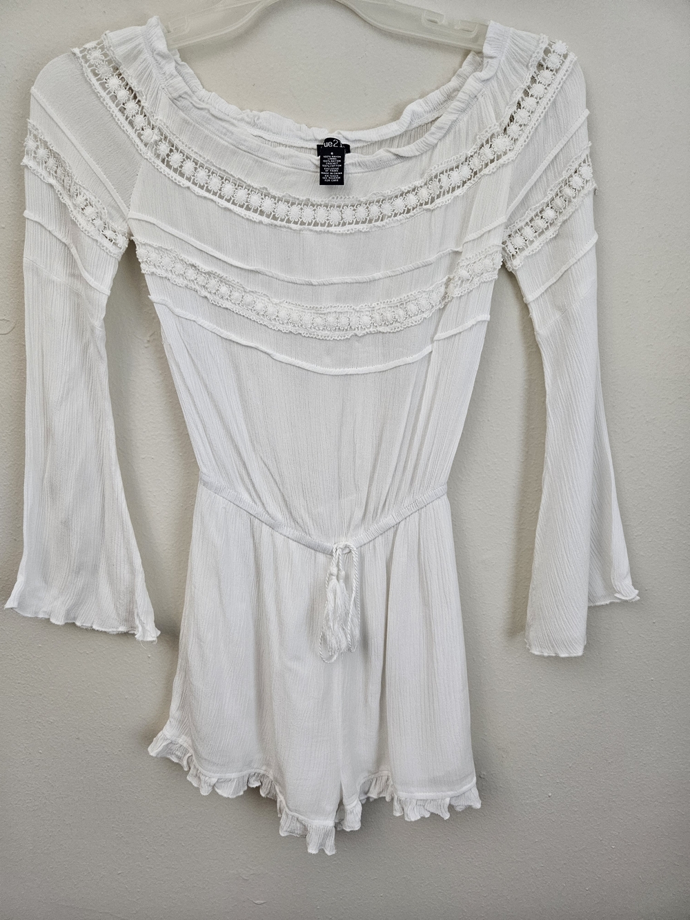 Rue21 White Crochet-Trim Romper